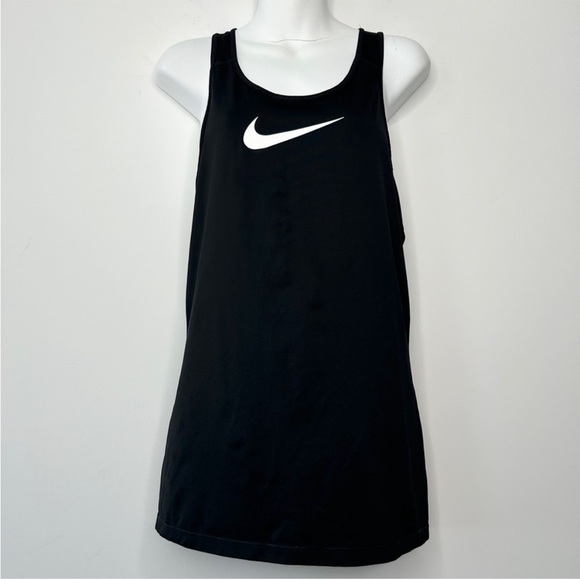 Nike Tops - NIKE Black White Swish Logo Tank Top Size XL Activewear Workout Fitness Running